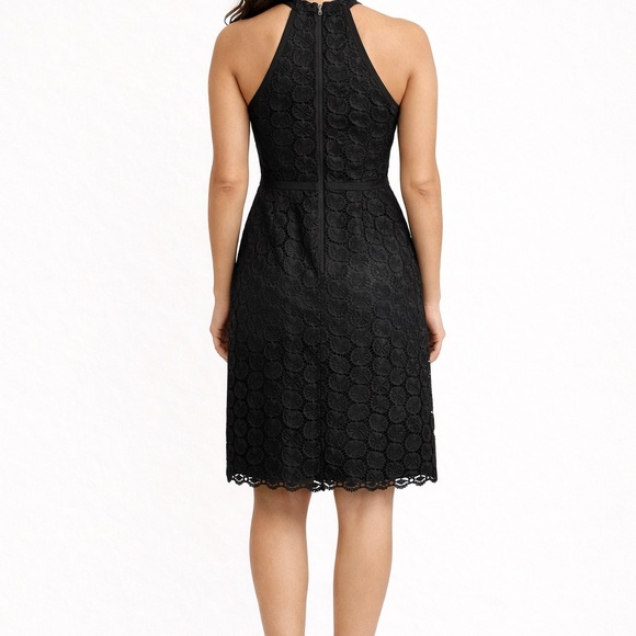 Adrianna Papell Black Lace Halter Cocktail Dress Size 16 Elegant Evening - Picture 2 of 11